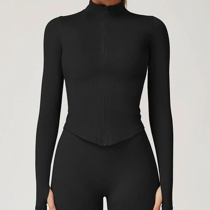 New Women Seamless Zipper Jacket Yoga Long Sleeved Gym Top Yoga Push Up Jacket Fitness Running Workout Sport Coat Women's Shirts