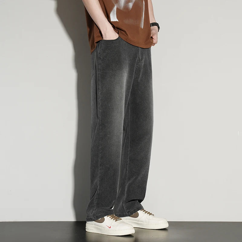 2025ss Autumn 190cm Big Tall Men Stretch Pants Extra Long Length 115cm Pants Large Size Straight-leg Jeans Sports Leisure Clothi