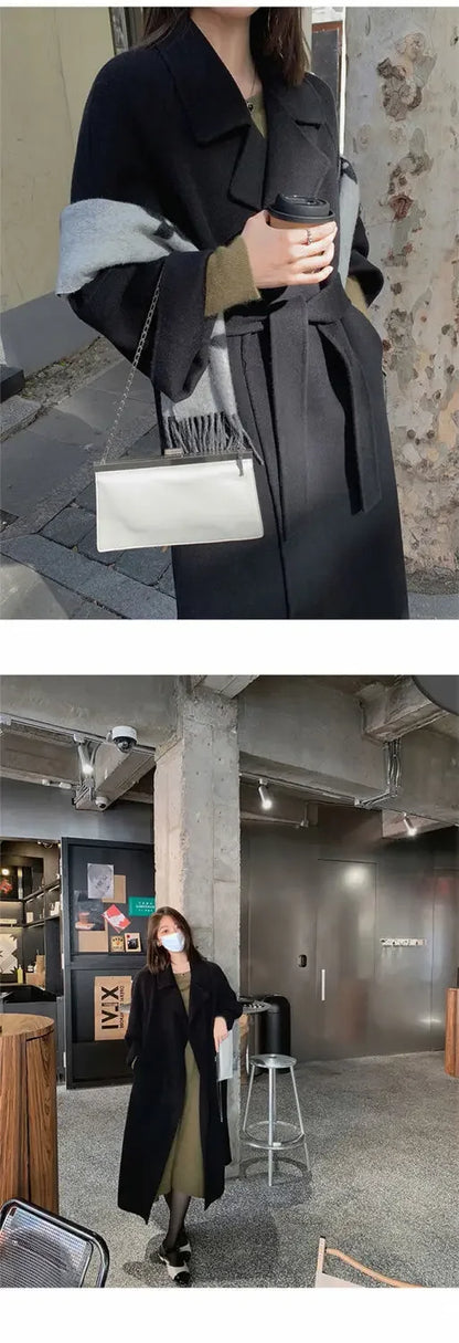 Plus Size New Hot Sale Of The Season Women's Woolen Coat Medium Length Versatile Small Size Tweed Outerwear Autumn Winter Fas...