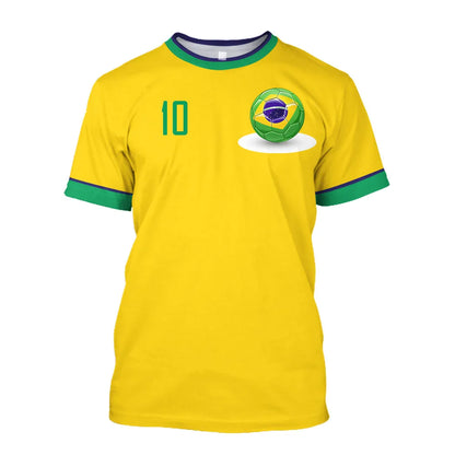 2023 New Brazil Jersey T-shirt Fine Design Brazilian Select Shirt O Neck Oversized Football Team Casual Streetwear Mens Clothing