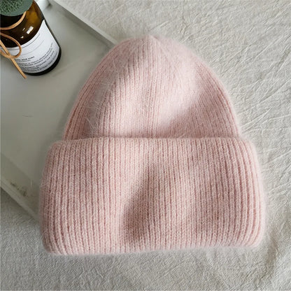 Women Winter Hat Real Rabbit Fur Winter Hats For Women Fashion Warm Beanie Hats Women Solid Adult Cover Head Cap