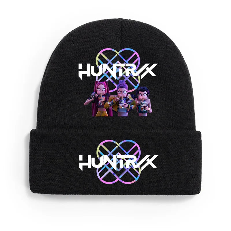 K Pop Demon Girls Knitted Hats Kpop Hunter Cartoon Children Headgear Cotton Winter Cute Cap Anime Kids Navidad Birthday Gifts