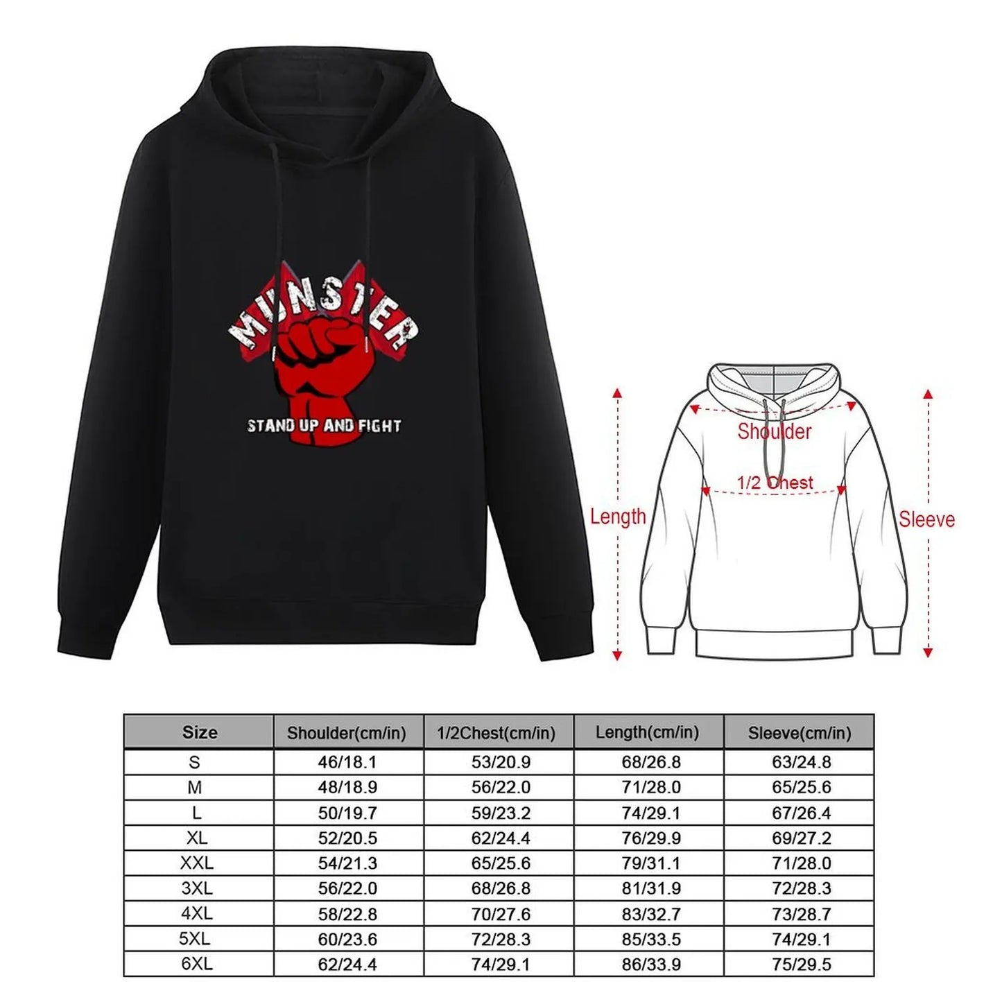 Munster Rugby - Stand up and Fight Hoodie autumn jacket men autumn men wear autumn new products hoodie streetwear