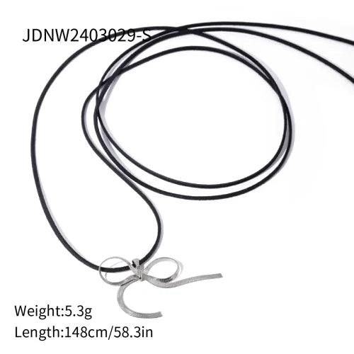 Youthway Trendy Stainless Steel Waterproof Irregular Geometric Metal Wax Rope Necklace Gold Silver For Women Jewelry Gift