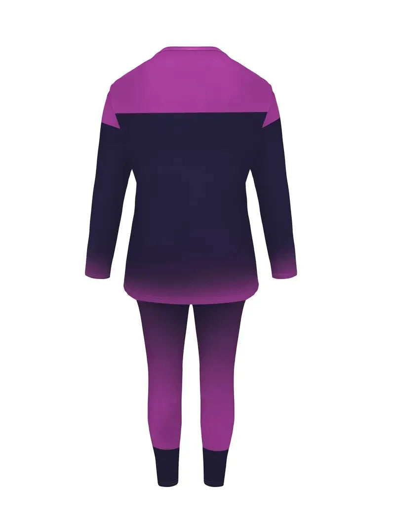 Plus Size Women's Suit, Fashionable Letter Print Patchwork Two-Piece Set