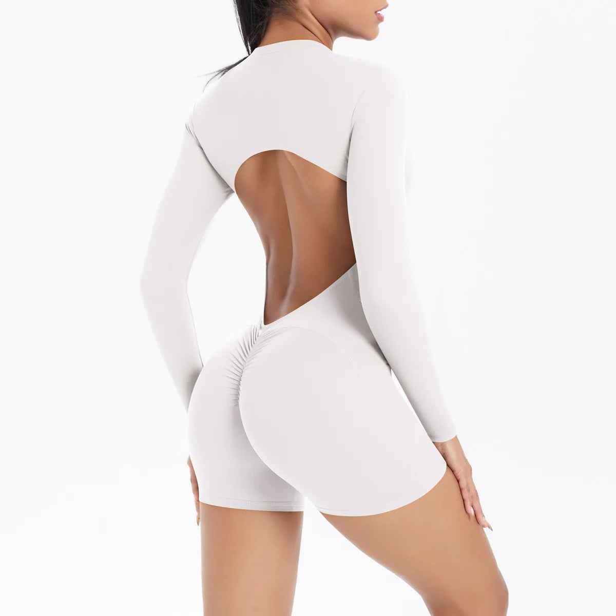 Sexy Back V Jumpsuit Gym Set Women Tracksuits Yoga Suit Scrunch Butt Sports Jumpsuit Fitness Rompers Stretch Workout Bodysuits