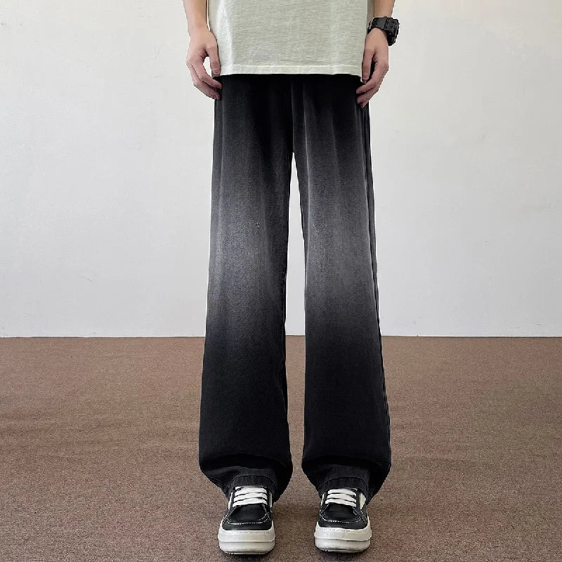 2025 Autumn 190 Tall Man 115cm Extra Long Length Jeans Plus Large Size Straight Barrel Wide Leg Pants Droop Ventilate Clothing