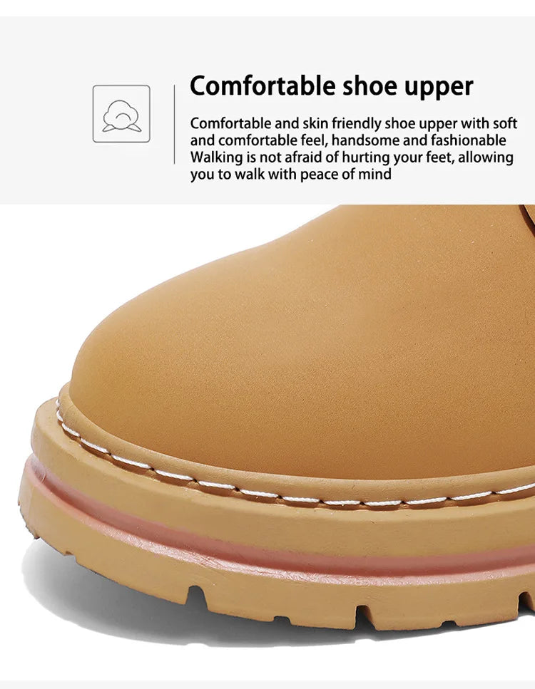 Classic Men High Top Boots High Quality Yellow Leather Boots Fashion Outdoor Sneakers Men Lace Up Non-Slip Ankle Boots for Men