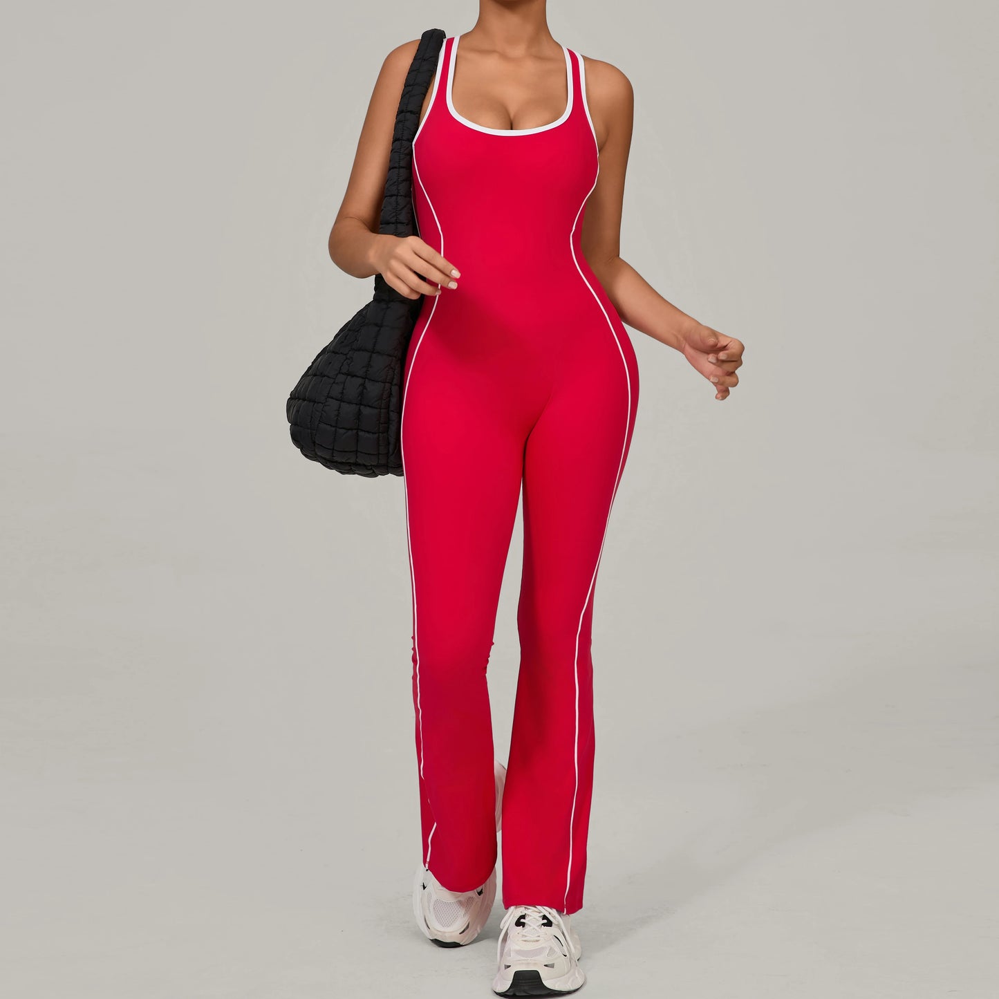 Sexy Backless Bodysuit Women's Set Tracksuits Fitness Sports Jumpsuit Yoga One-piece Suit Flared Pant Fast Dry Workout Clothes