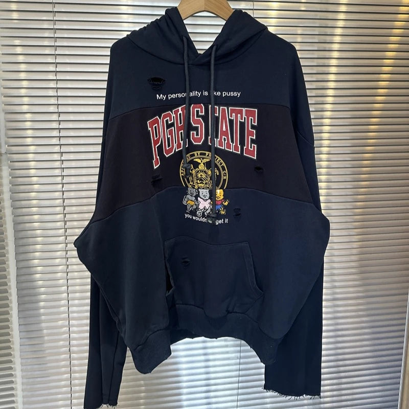 Project G/R Patchwork Fake Two-piece Zipper Jacket High-quality Casual Men's Women's  Embroidered Zip Up Sweatshirts