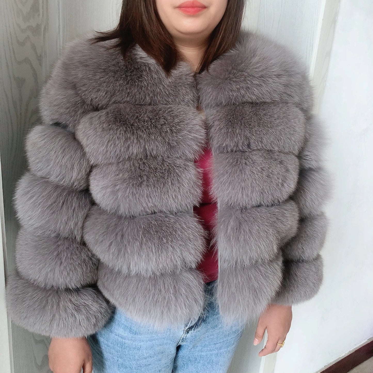 New Real fox fur coat women's winter warm 100% natural fur jacket Short Raccoon fur coat women's  high quality hot sale