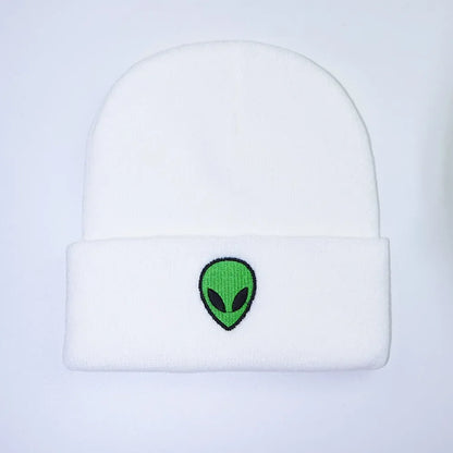 Knitted Beanies Hats Lovely Alien Ghost Skull Embroidery Cap for Autumn Winter Men Cap Warm Melon Cap Street Head Women Gifts