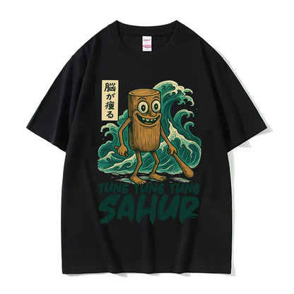 Tung Tung Tung Sahur Baseball Bat T Shirt Funny Italian Brainrot Style Humor Cartoon Tee Shirt Men Women's Summer Cotton T-shirt