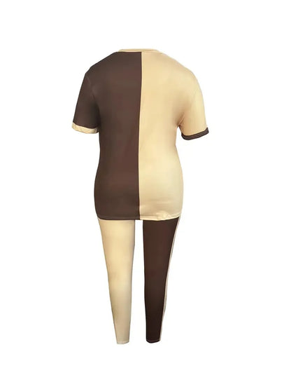 Fashion New Printed Plus Size Women's Trousers Short-Sleeved Suit