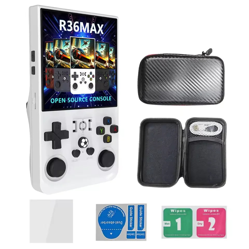 R36MAX Retro Handheld Video Game Console Linux System 4.0Inch IPS Screen Portable Pocket Video Player 64GB 128GB Games Kids Gif