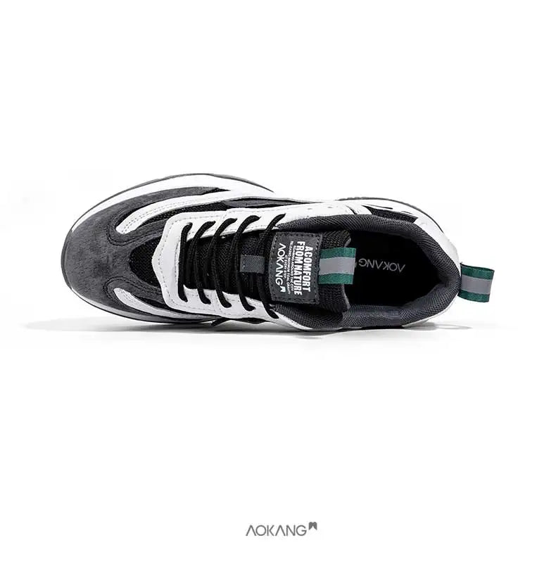 Aokang Men's nut Running oes Bla Casual Sports Sneakers Breathable Lace-Up round Toe Thi Bot for Running And Sports