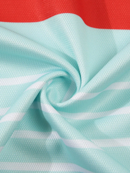 2025European and American ins cross-border 2024 summer new men's striped lapel short sleeved polo shirt casual contrasting polo