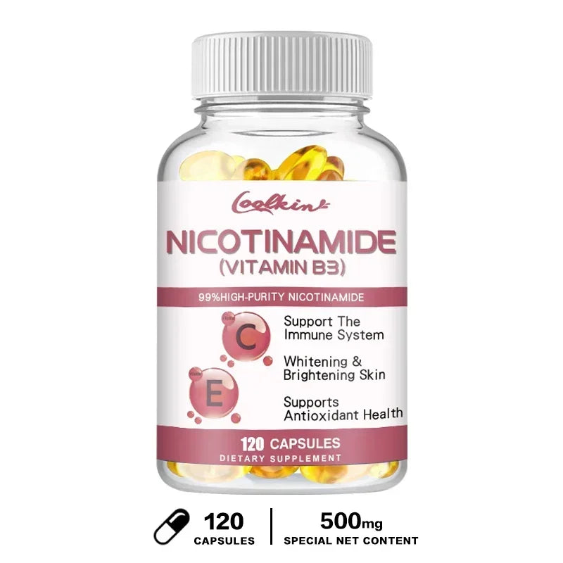 Niacinamide Capsules Contain Vitamin B3 - 99% High Purity Promotes Immune System and Skin Health