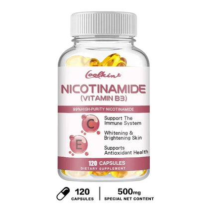 Niacinamide Capsules Contain Vitamin B3 - 99% High Purity Promotes Immune System and Skin Health