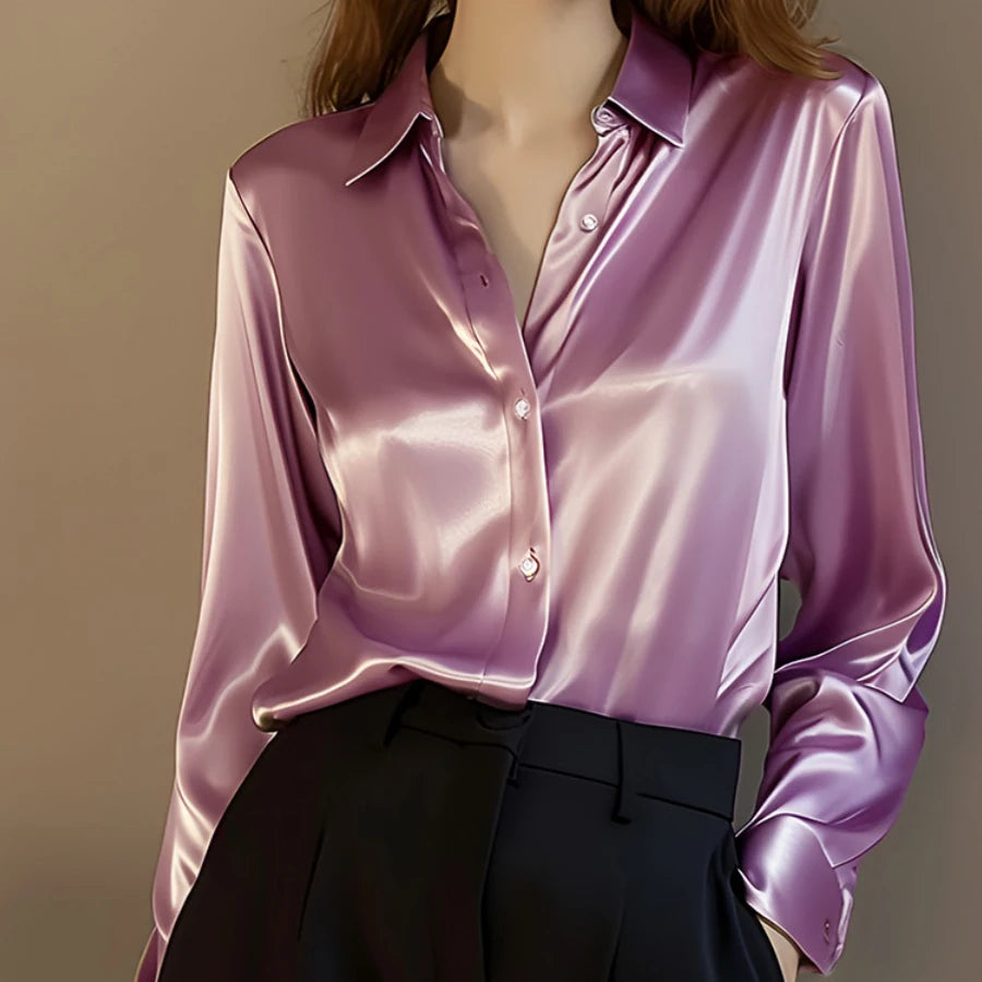 2026 Summer Trend Fashion Women's Casual Elegant Satin Long Sleeved Shirt Office Women's Shirts And Blouses Slim Femal Clothes