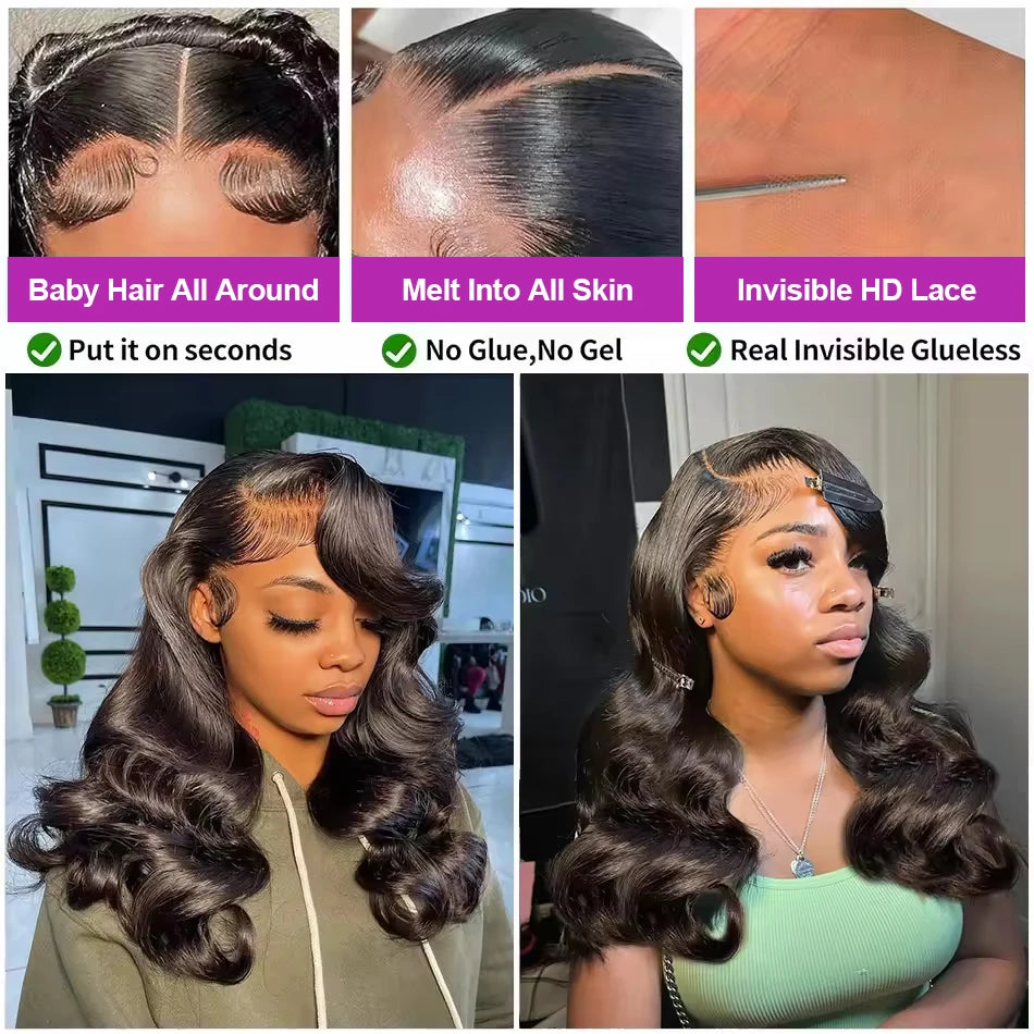 Body Wave Short Bob Wigs Brazilian Loose Water Wave 13x6 Hd Lace Front Wig 100% Glueless Human Hair 7x5 Closure Wig PrePlucked