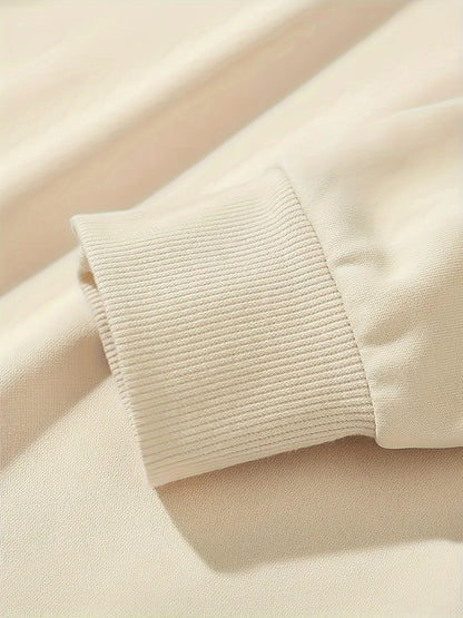 Men's autumn and winter thick velvet warm and fashionable casual loose Paris print round neck long sleeved pullover