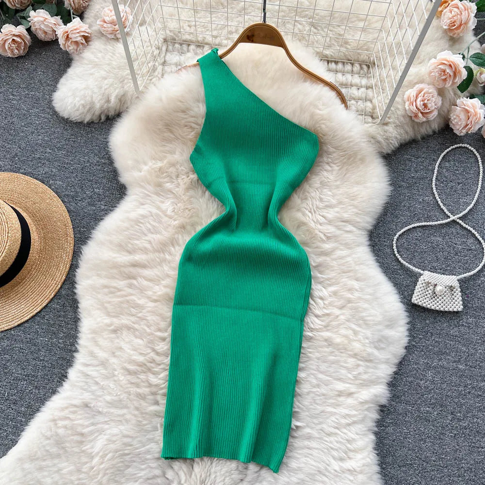 Solid New Chic Fashion Sexy Package Hips Mini Dress Women Summer Slim Elastic Knitted Party Dress Streetwear Lady Outfits