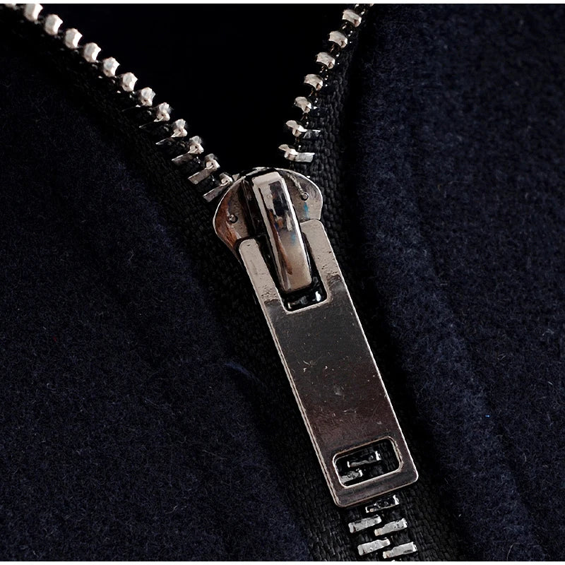 Woolen Zipper Loose Short Jacket Women Long Sleeve Lapel Solid 2025 Autumn Winter Commute Coat Street Office Warm Ladies Outwear