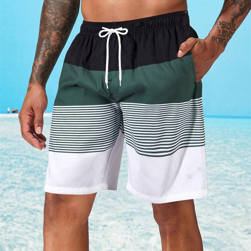 Sea Beach Casual Classic Stripe Beach Shorts For Men Loose Breathable Quick Dry Sport Board Short Summer Fashion New Short Pants