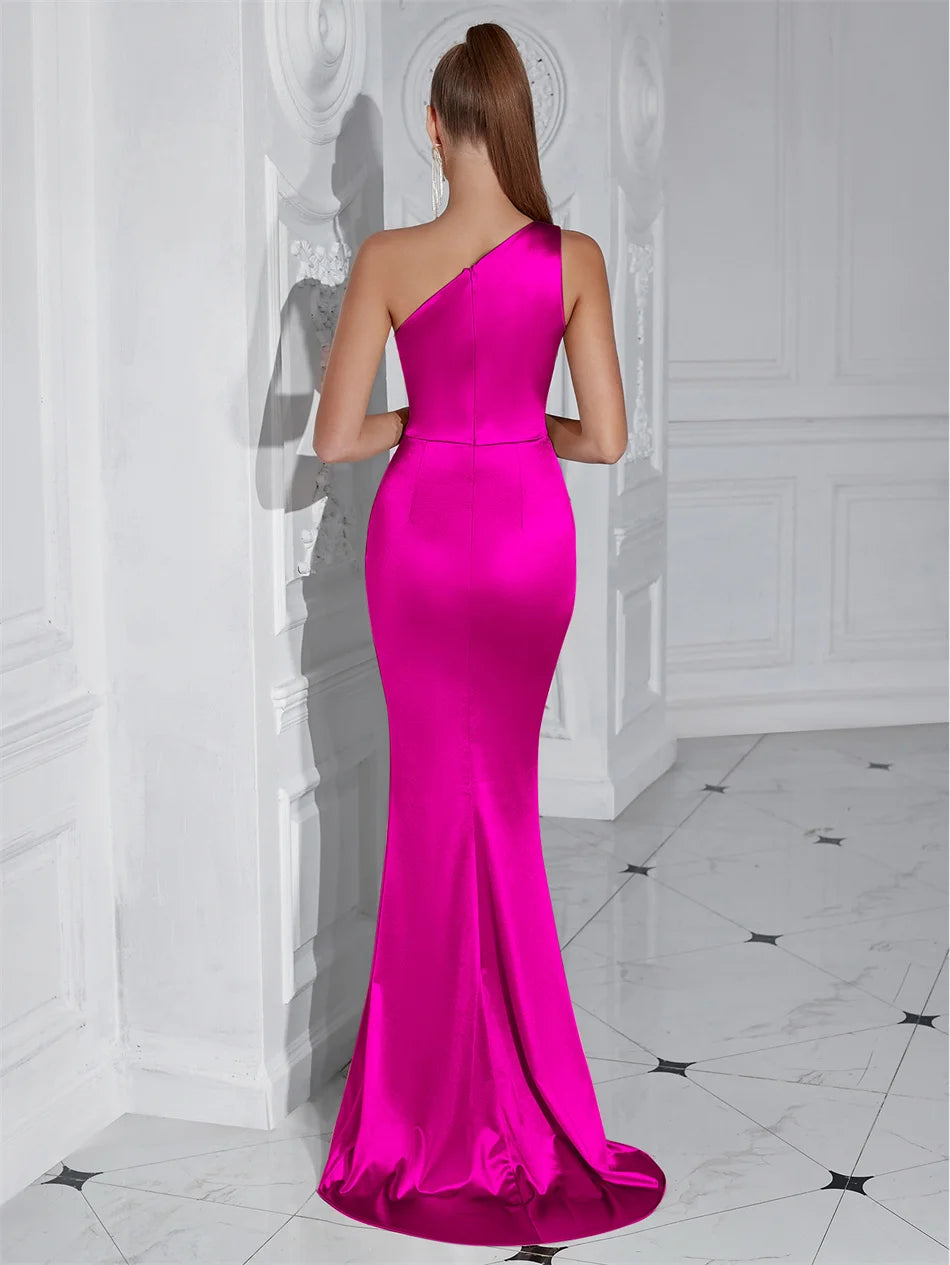 Formal Women's Evening Prom Elegant Party wedding guest  Celebrity Female Satin Maxi Club Wear Cocktail Dresses
