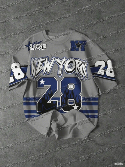 Men's Sports Jersey New York 28 Print Short Sleeve T-Shirt Summer Graphic Tee Baseball Jerseys Plus Size Women's Sport T-Shirt