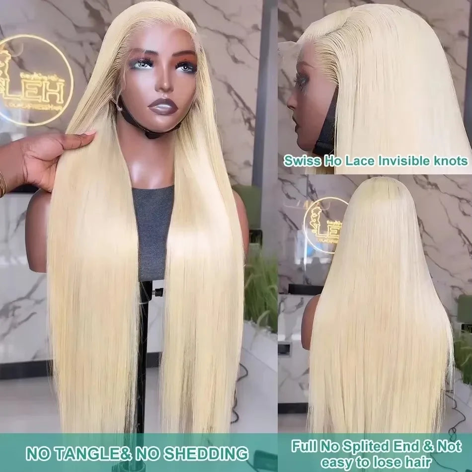 613 HD Transparent Lace Frontal Wig 13x6 Blonde Bone Straight 100% Human Hair Wigs Pre Plucked High Density Brazilian Real Hair