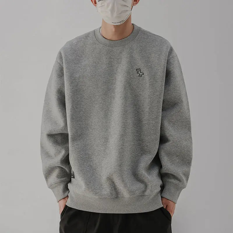 Heavy Sweatshirt Men's Autumn Trendy Embroidered American Long-sleeved Base Top Round Neck Loose Pullover