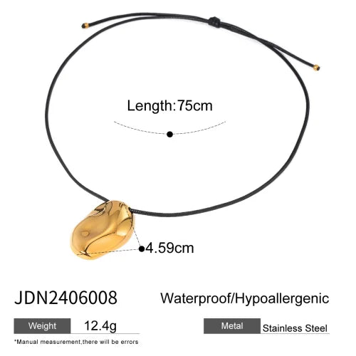 Youthway Trendy Stainless Steel Waterproof Irregular Geometric Metal Wax Rope Necklace Gold Silver For Women Jewelry Gift