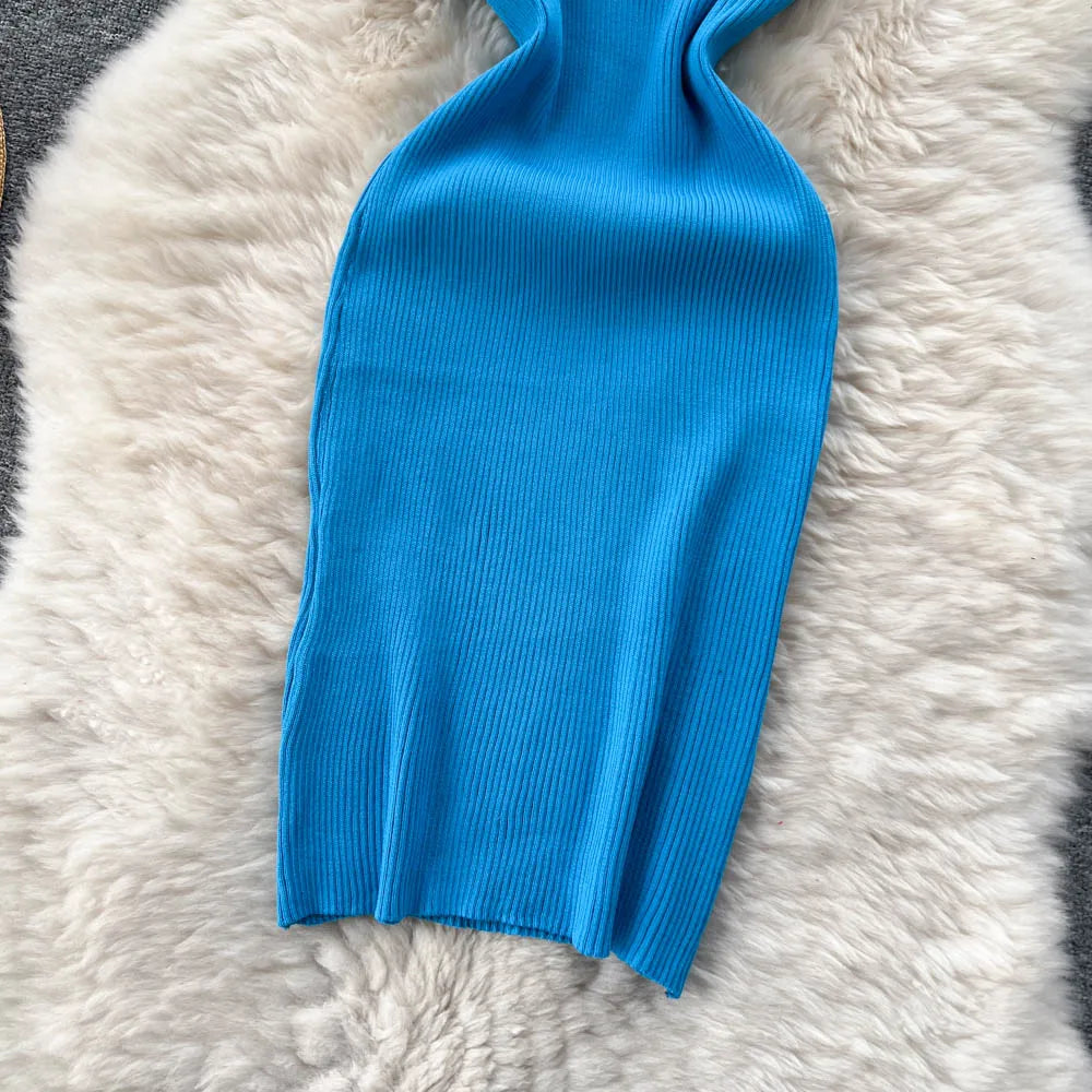 Solid New Chic Fashion Sexy Package Hips Mini Dress Women Summer Slim Elastic Knitted Party Dress Streetwear Lady Outfits