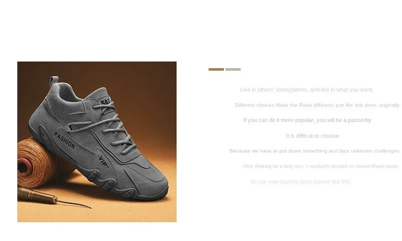 Ankle Boots For Men 2026 Spring Man Casual Sneakers Non Slip Khaki Work Mens Shoe Short Boots Loafers Lace Up Zapatillas Hombre