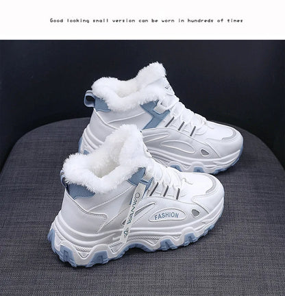 Women's Casual Sneakers Non Slip Comfortable Sports Shoes Women Winter Outdoor Vulcanized Shoes Woman Fleece Walking Trainers