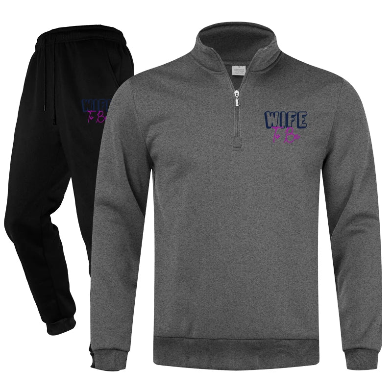 Men's Tracksuit Jogging Suit Set Workout Quarter Zip 2 Piece Printed Sweatsuit