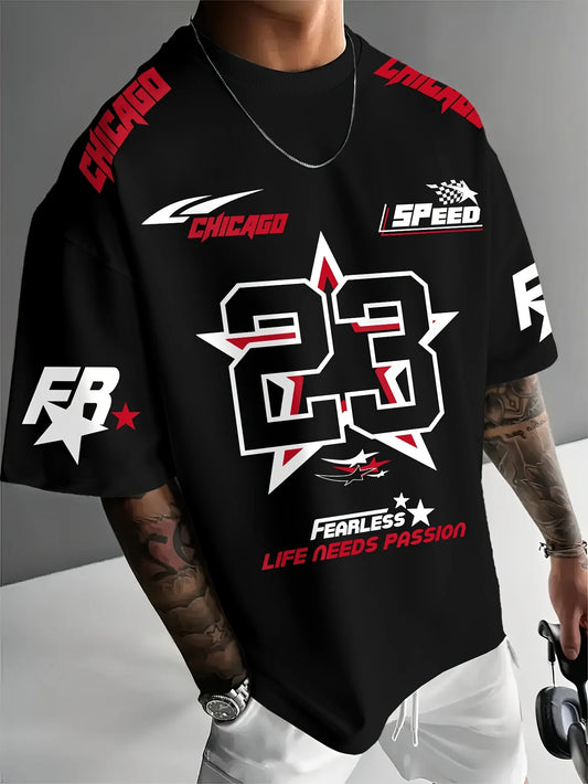 Summer 2025 new 3D letter print casual graphic T-shirt with short sleeves for sportswear and casual daily wear