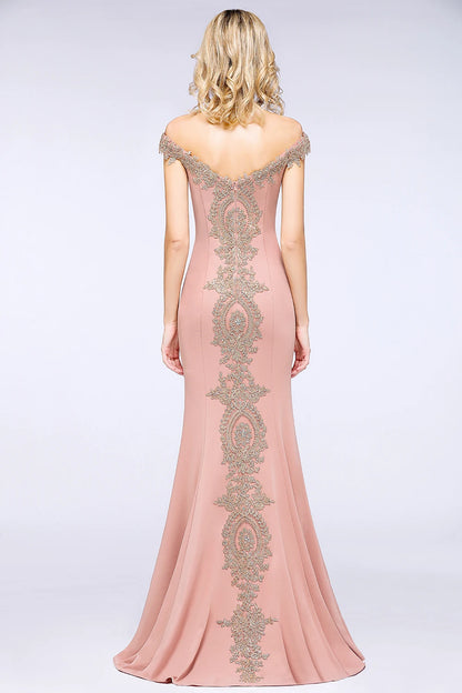 Women Evening Dresses Evening Prom Formal Gowns Wedding Party Long Dress Lace Applique Off Shoulder Dresses Gala