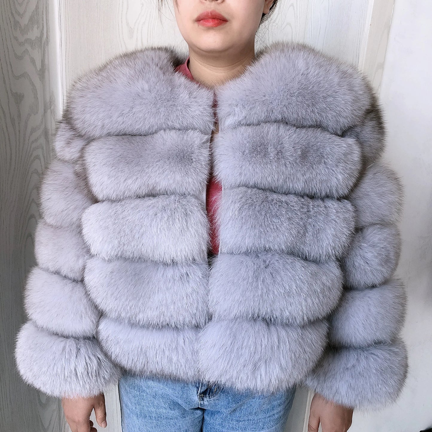 New Real fox fur coat women's winter warm 100% natural fur jacket Short Raccoon fur coat women's  high quality hot sale