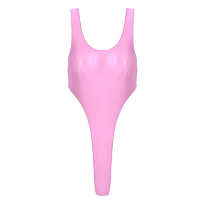 Womens Swimsuit 2022 New Glossy One-piece Swimming Bathing Suit Backless High Cut Bodysuit Sportwear Beachwear Swimwear