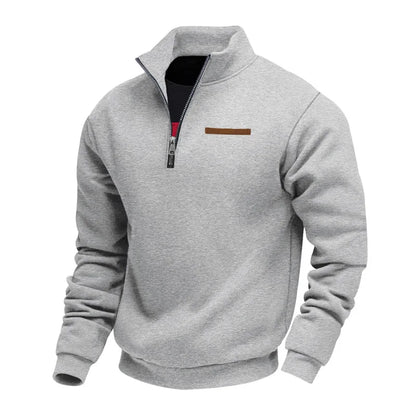American autumn and winter heavy fleece long-sleeved men's sweater half zipper loose stand-up collar pullover men's sweater