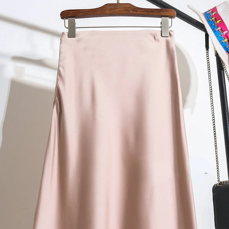 Acetic Satin Fishtail Skirt Woman Korean Fashion Elastic High Waist Skirts for Women Spring/summer 2026 New Slim Long Dresses