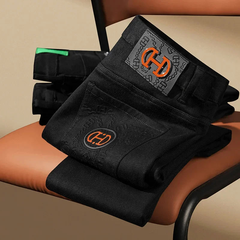 BlackJeans2024 New Fall/Winter Trendy Brand Casual Slim Fit Stretchy European Style Long Pants For Men Fashionable Printing