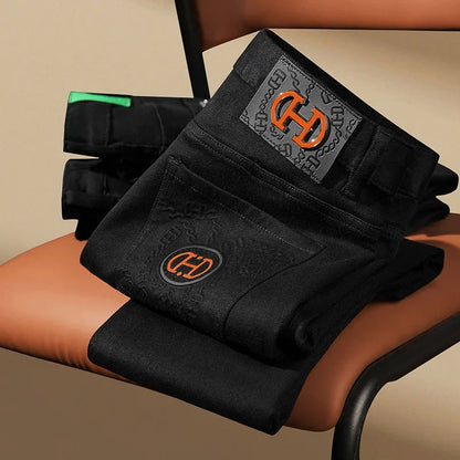 BlackJeans2024 New Fall/Winter Trendy Brand Casual Slim Fit Stretchy European Style Long Pants For Men Fashionable Printing