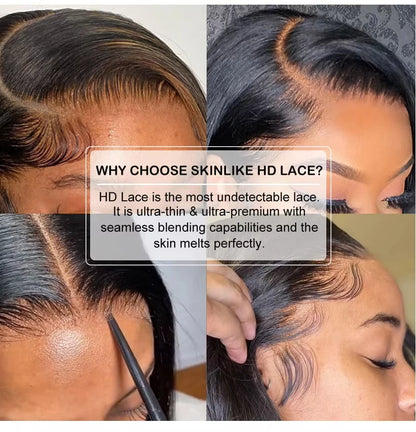 Raw Hair 13x6 HD Transparent Lace Full Frontal Human Hair Wigs Silky Straight Melt Skins Pre Plucked Bleached Knots Brazilian