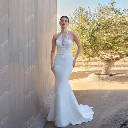 Charming Wedding Dresses Elegant Bridal Gowns Lace Appliques Sleeveless Backless Robes Pretty Customized Vestidos De Novia 2025