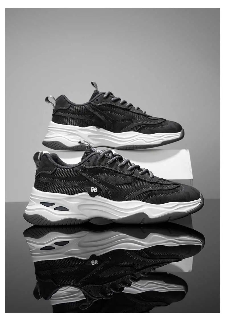 Aokang Men's nut Running oes Bla Casual Sports Sneakers Breathable Lace-Up round Toe Thi Bot for Running And Sports