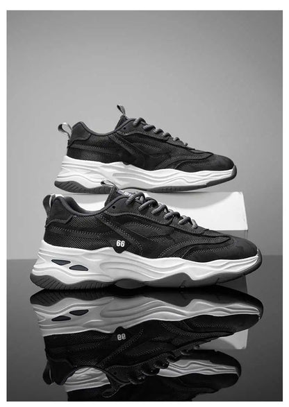 Aokang Men's nut Running oes Bla Casual Sports Sneakers Breathable Lace-Up round Toe Thi Bot for Running And Sports